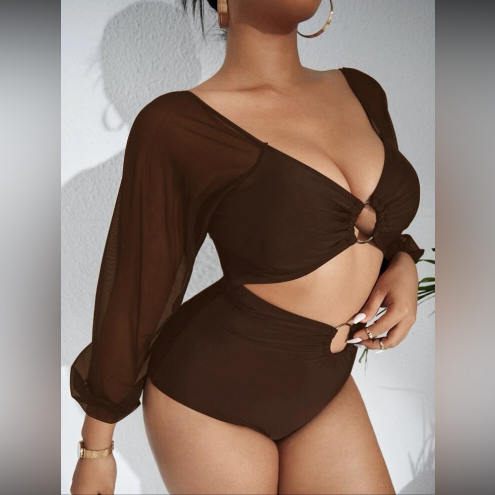 SHEIN PLUS SIZE Brown one piece swimsuit
